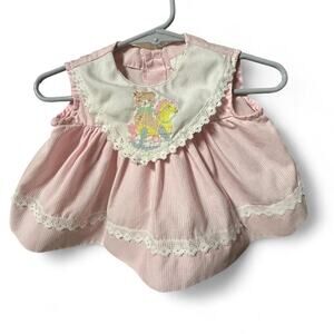 3-6 m Vintage 80s baby dress style blouse cross stitched rocking horse teddy